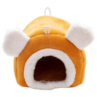 HKM-7389373 Cozy Thick Small Pet Bed for Hamsters - Winter Cloth Bird Nest in Orange and Gray