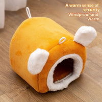 HKM-7389373 Cozy Thick Small Pet Bed for Hamsters - Winter Cloth Bird Nest in Orange and Gray