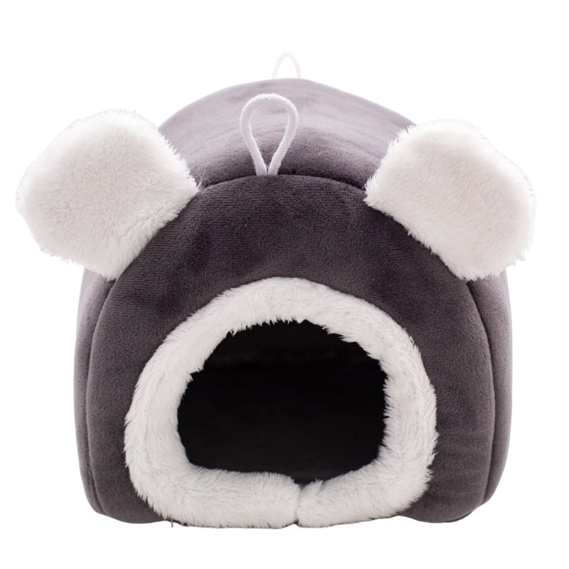 HKM-7389373 Cozy Thick Small Pet Bed for Hamsters - Winter Cloth Bird Nest in Orange and Gray