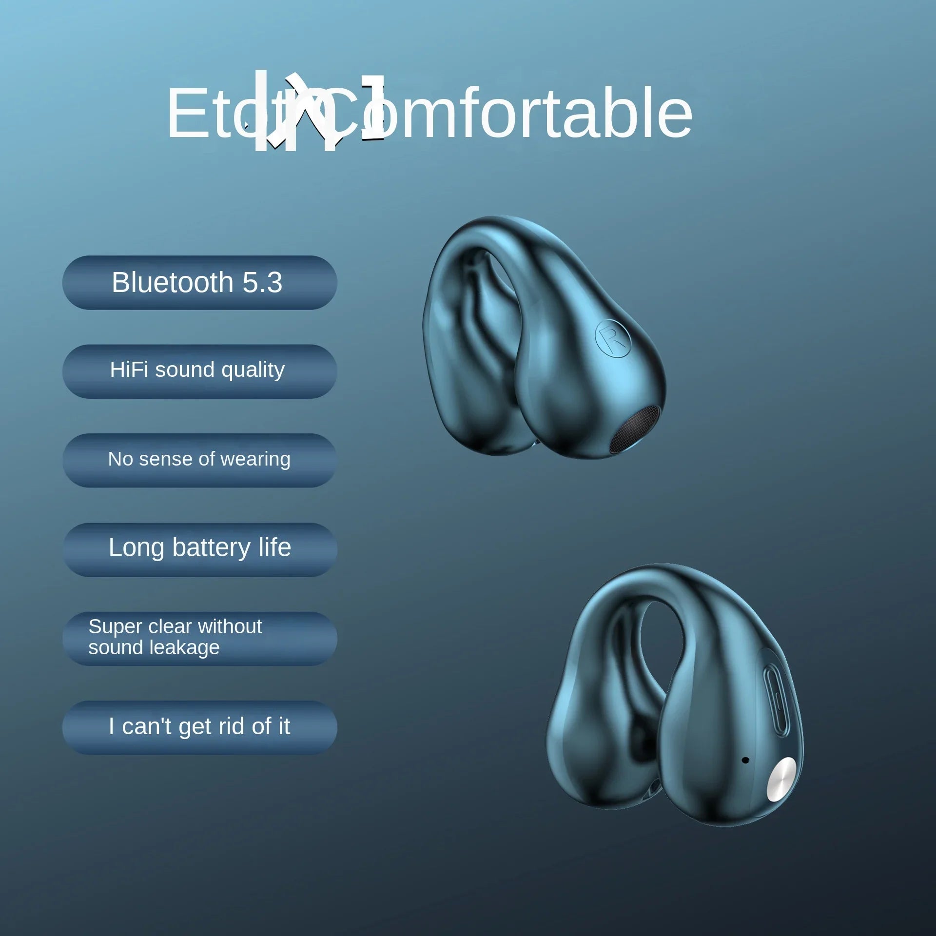 HKM-738963 AI Translation Bluetooth Headset with Long Battery Life and LED Display for Enhanced Air Conduction