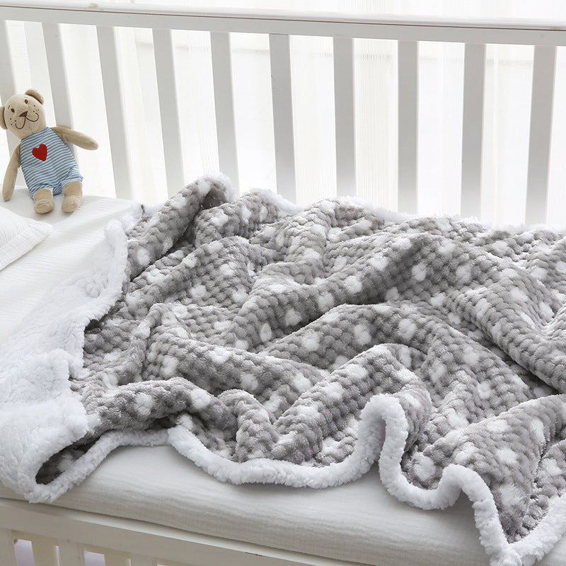 HKM-738963 Cozy Double-Layered Lambswool Thermal Blanket for Babies in Various Patterns and Colors