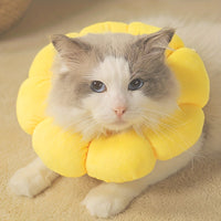 HKM-7392573 Adjustable Sunflower Pet Recovery Collar for Small Dogs and Cats, Soft Cotton Wound Healing Cone for Post-Surgery Comfort