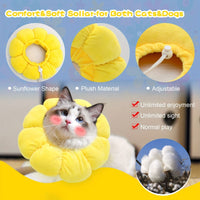 HKM-7392573 Adjustable Sunflower Pet Recovery Collar for Small Dogs and Cats, Soft Cotton Wound Healing Cone for Post-Surgery Comfort