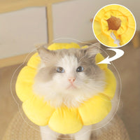 HKM-7392573 Adjustable Sunflower Pet Recovery Collar for Small Dogs and Cats, Soft Cotton Wound Healing Cone for Post-Surgery Comfort