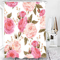 HKM-739283 Floral Print Waterproof Polyester Shower Curtain, 180x180cm