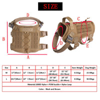 HKM-7393469 Tactical Dog Vest with Waterproof 1000D Nylon, Adjustable & Breathable Mesh, Molle System - Black/Brown