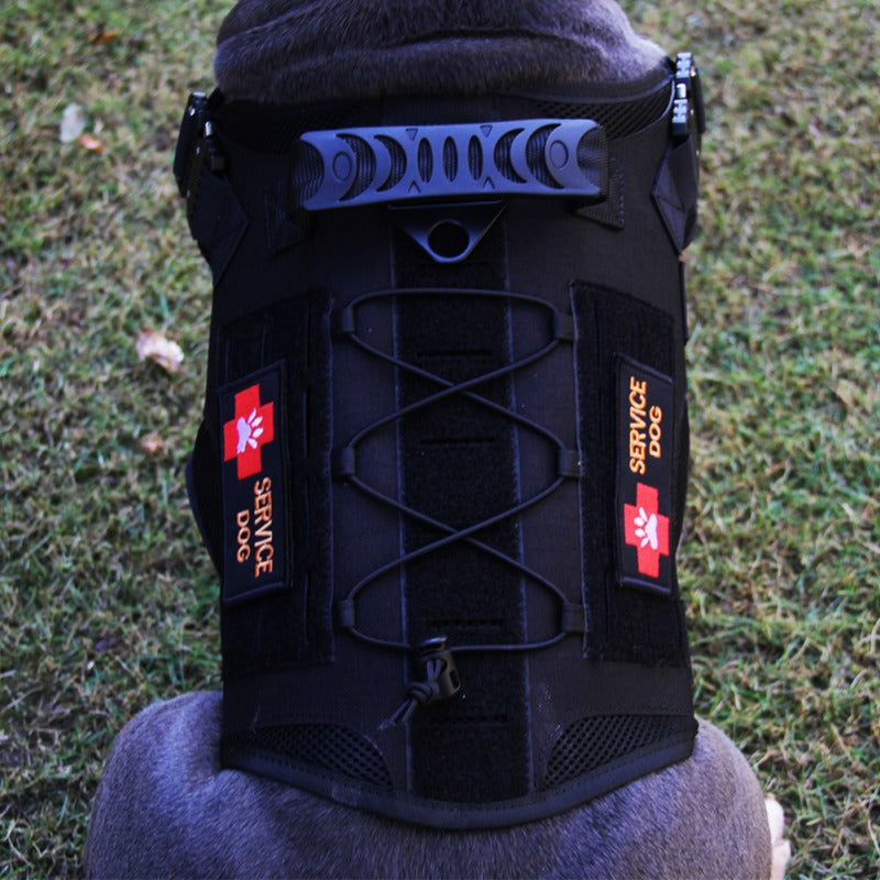 HKM-7393469 Tactical Dog Vest with Waterproof 1000D Nylon, Adjustable & Breathable Mesh, Molle System - Black/Brown