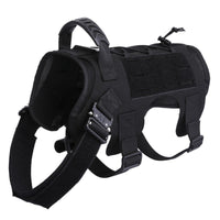 HKM-7393469 Tactical Dog Vest with Waterproof 1000D Nylon, Adjustable & Breathable Mesh, Molle System - Black/Brown