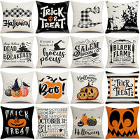 HKM-739347 Pumpkin Cartoon Alphabet Cushion Cover - Nordic Style Linen Waist Pillowcase 45x45cm