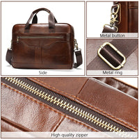 HKM-739347 Vintage Leather Briefcase for Men - Waterproof Office Handbag with Custom Logo Design