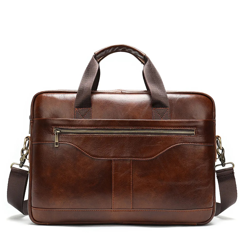 HKM-739347 Vintage Leather Briefcase for Men - Waterproof Office Handbag with Custom Logo Design