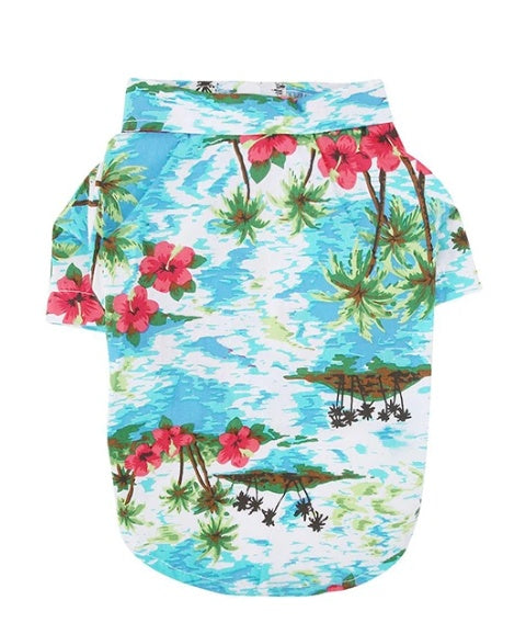 HKM-7394749 Hawaiian-Style Cotton Dog Shirt for Pets - Multiple Sizes Available