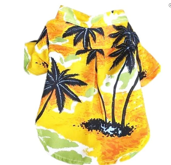 HKM-7394749 Hawaiian-Style Cotton Dog Shirt for Pets - Multiple Sizes Available