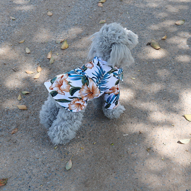 HKM-7394749 Hawaiian-Style Cotton Dog Shirt for Pets - Multiple Sizes Available