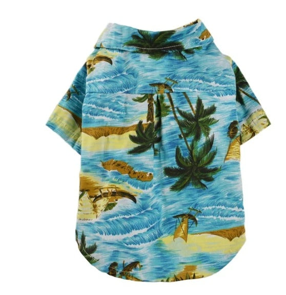 HKM-7394749 Hawaiian-Style Cotton Dog Shirt for Pets - Multiple Sizes Available