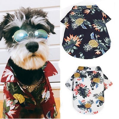 HKM-7394749 Hawaiian-Style Cotton Dog Shirt for Pets - Multiple Sizes Available