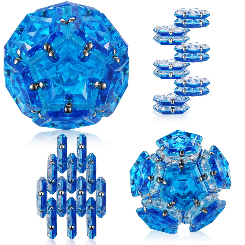 HKM-739475 12 Piece Magnetic Fidget Sphere Set - Engaging Pentagonal Magnets for Creative Play and Stress Relief