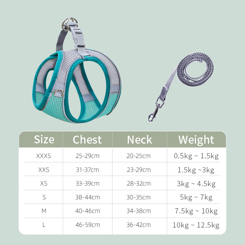 HKM-7394877 Adjustable Breathable Mesh Cat Traction Harness with Chest Strap in Multiple Colors