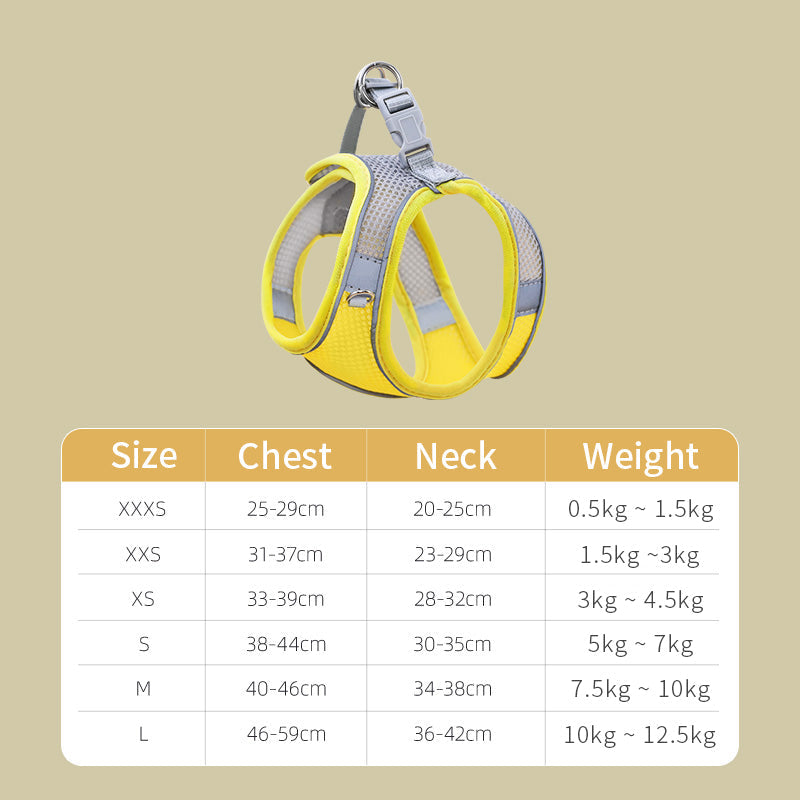 HKM-7394877 Adjustable Breathable Mesh Cat Traction Harness with Chest Strap in Multiple Colors