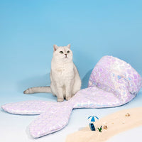 HKM-7395133 Mermaid Cat Nest - Cozy Winter Shelter for Pets, Soft Polyester Fiber Nest, 85x50x20cm