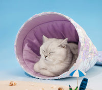 HKM-7395133 Mermaid Cat Nest - Cozy Winter Shelter for Pets, Soft Polyester Fiber Nest, 85x50x20cm