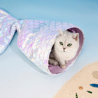 HKM-7395133 Mermaid Cat Nest - Cozy Winter Shelter for Pets, Soft Polyester Fiber Nest, 85x50x20cm