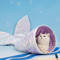 HKM-7395133 Mermaid Cat Nest - Cozy Winter Shelter for Pets, Soft Polyester Fiber Nest, 85x50x20cm