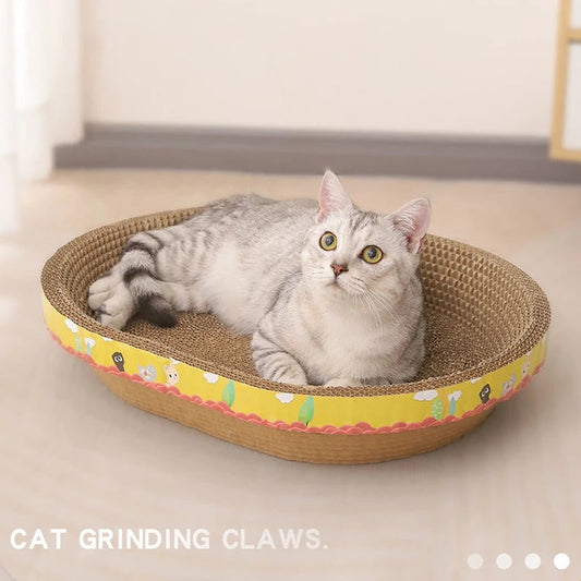HKM-7395261 Cat Scratching Bowl - Durable Corrugated Paper Vertical Claw Grinding Toy for Cats, Cute Cartoon Design