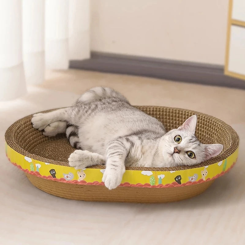 HKM-7395261 Cat Scratching Bowl - Durable Corrugated Paper Vertical Claw Grinding Toy for Cats, Cute Cartoon Design