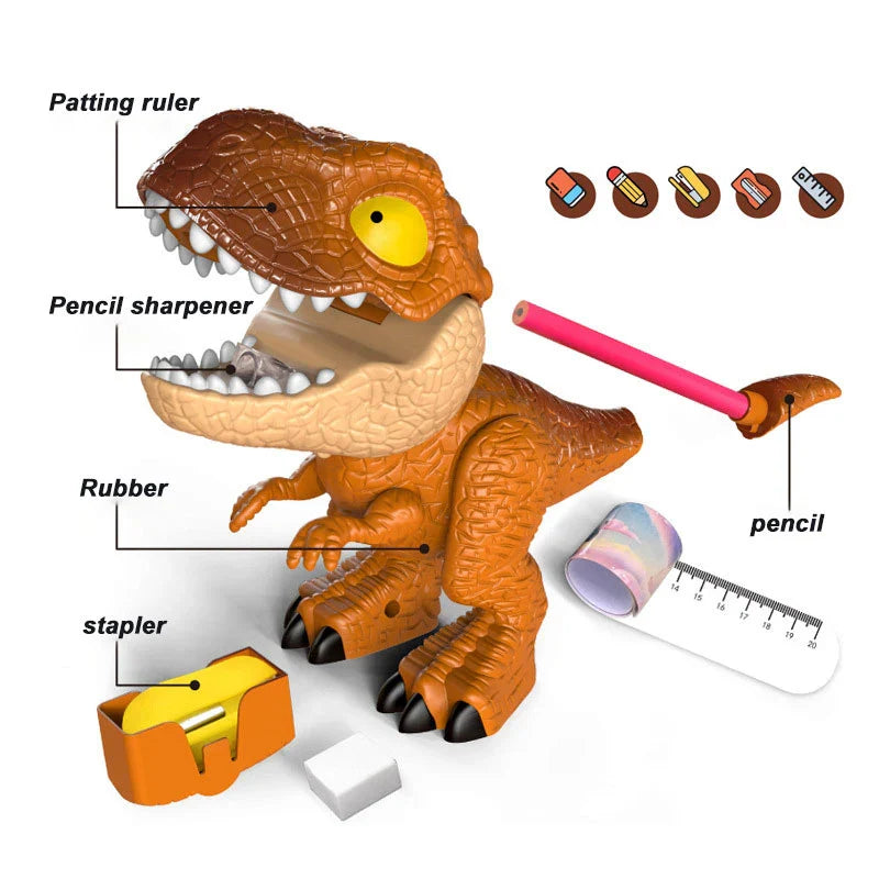 HKM-739539 5 in 1 Dinosaur Model Stationery Set for Kids - Fun Cartoon Supplies for School and Crafts
