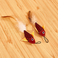 HKM-7395901 Retractable Teaser Feather Toy for Cats - Interactive Fishing Pole with Soft Plush and Feather Attachments