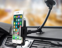 HKM-739667 Universal Car Windshield Suction-Cup Holder for Mobile Phone Navigation - Black PC/Silicone Design