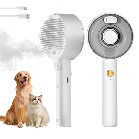 HKM-739795 4-in-1 Cat Grooming Steam Brush with Adjustable Spray and Self-Cleaning Comb for Shedding and Massage