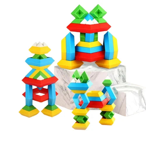 HKM-739795 Montessori Sensory Stacking Building Block Set - Eco-Friendly Educational Pyramid Toy