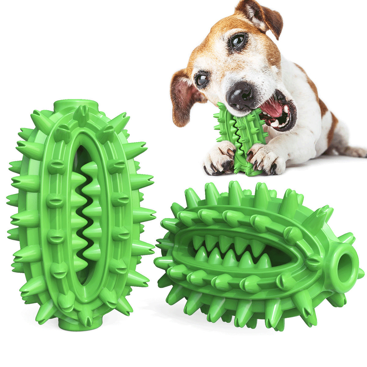 HKM-7398333 Durable Cactus Chew Toy for Medium to Large Dogs - Dental Care & Cleaning with Food-Grade Rubber