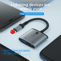 HKM-739859 2 in 1 USB OTG Adapter with Lightning Connector and USB 3.0 for iPhone and iPad - Supports Keyboard, Mouse, and Charging