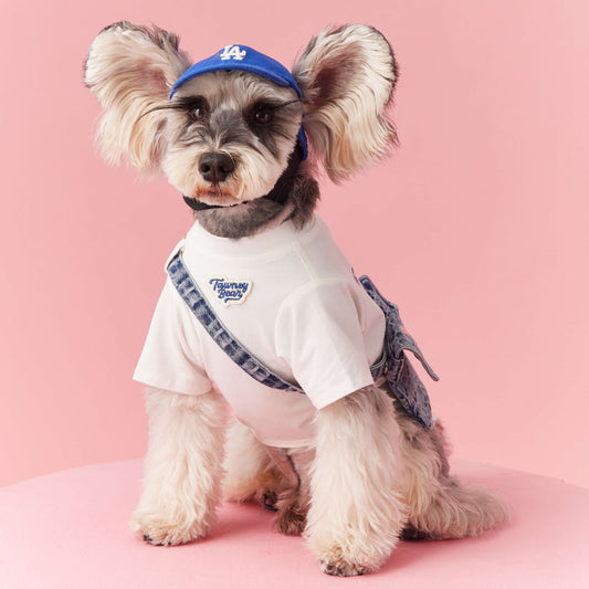 HKM-7399613 Summer Dog Clothes for Small Dogs - Casual Cotton Outfit for Schnauzer & Bichon with Detachable Backpack