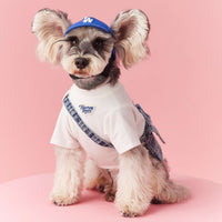 HKM-7399613 Summer Dog Clothes for Small Dogs - Casual Cotton Outfit for Schnauzer & Bichon with Detachable Backpack