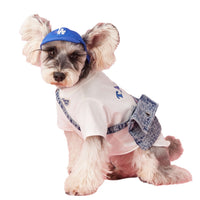 HKM-7399613 Summer Dog Clothes for Small Dogs - Casual Cotton Outfit for Schnauzer & Bichon with Detachable Backpack