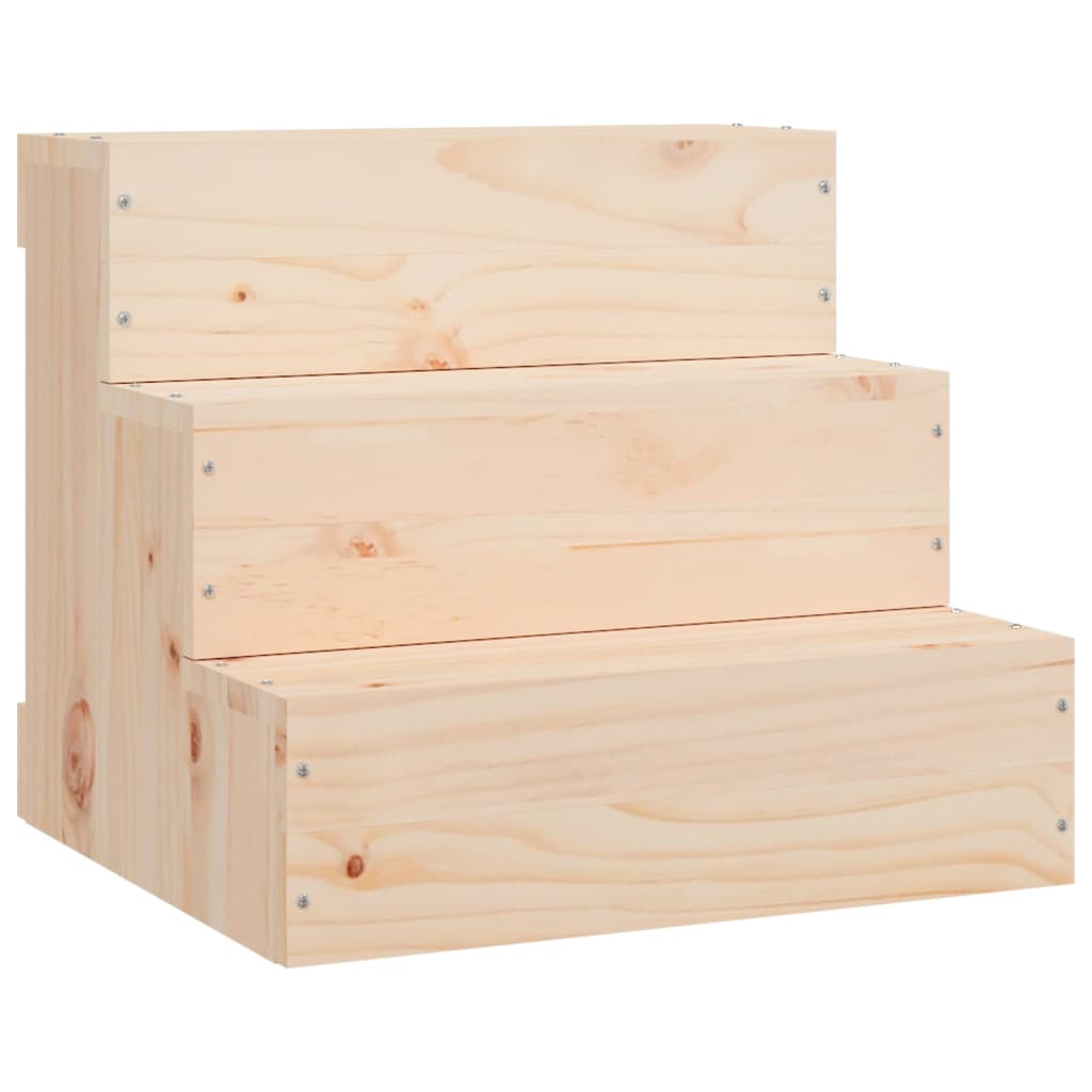 HKM-7400125 Solid Pine Wood Pet Stairs - Easy Access for Dogs and Cats, White, 40x37.5x35 cm and 40x49x47 cm