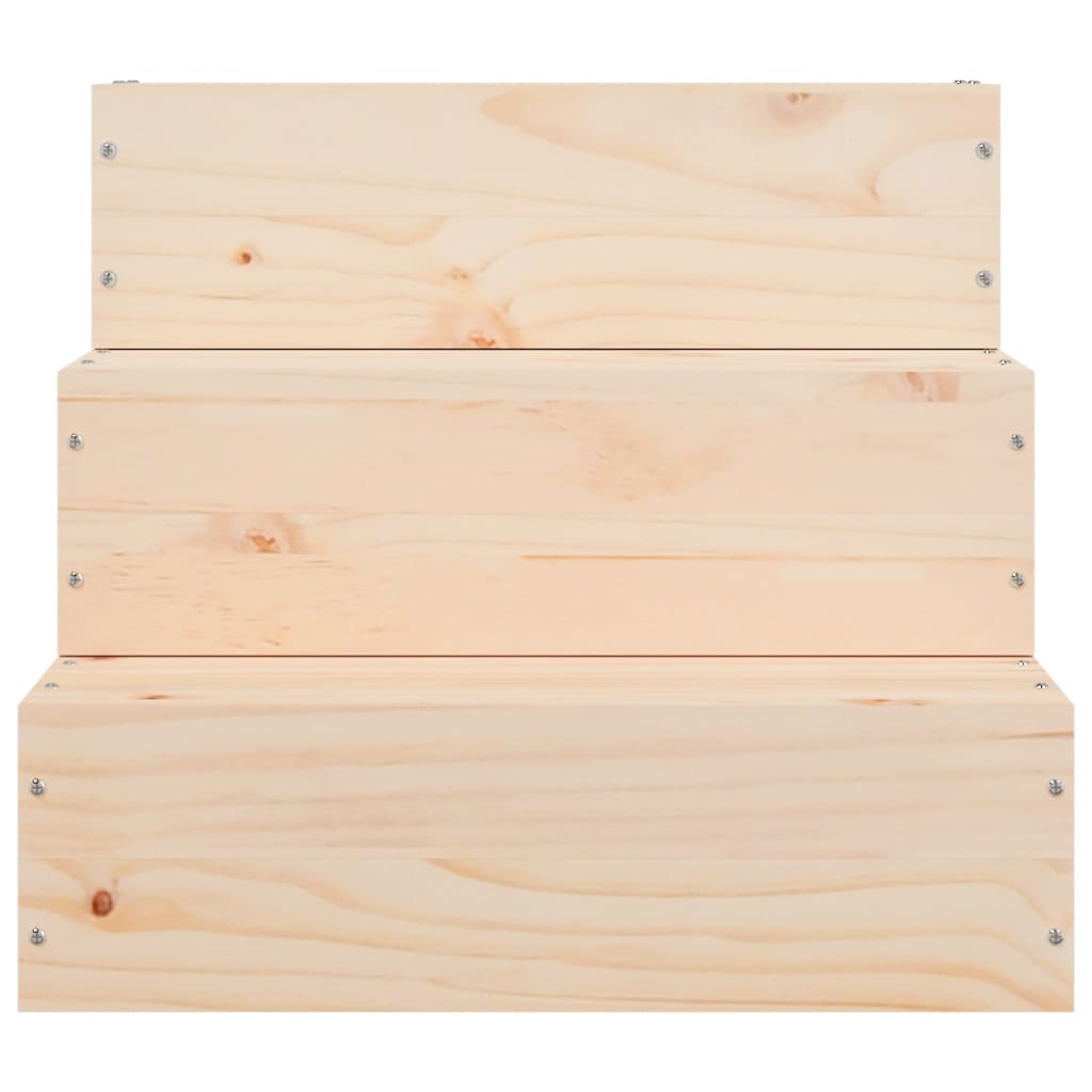 HKM-7400125 Solid Pine Wood Pet Stairs - Easy Access for Dogs and Cats, White, 40x37.5x35 cm and 40x49x47 cm