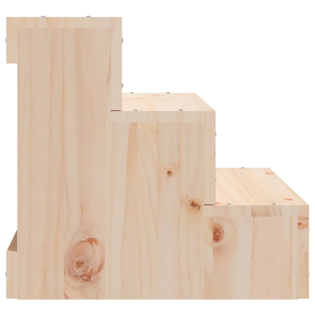 HKM-7400125 Solid Pine Wood Pet Stairs - Easy Access for Dogs and Cats, White, 40x37.5x35 cm and 40x49x47 cm