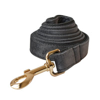 HKM-7402813 Silver Grey Fleece Dog Collar and Leash Set with Alloy Carabiner - Casual Style for All Seasons