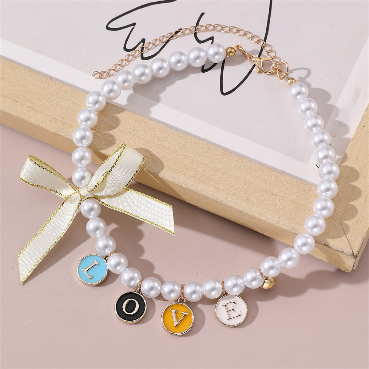 HKM-7403453 Monochrome Cartoon Pattern Pendant Necklace for Pets