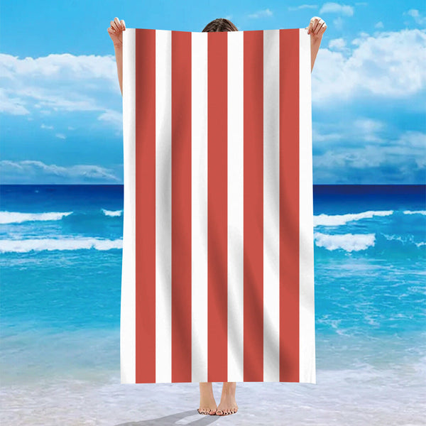 HKM-740371 Personalized Microfiber Beach Bath Towel with Striped Patterns in Various Colors
