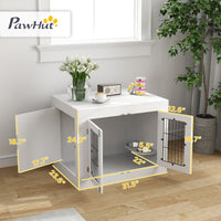 HKM-7404477 Multi-Functional Dog Crate Furniture with Rotating Bowls for Medium Dogs