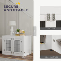 HKM-7404477 Multi-Functional Dog Crate Furniture with Rotating Bowls for Medium Dogs