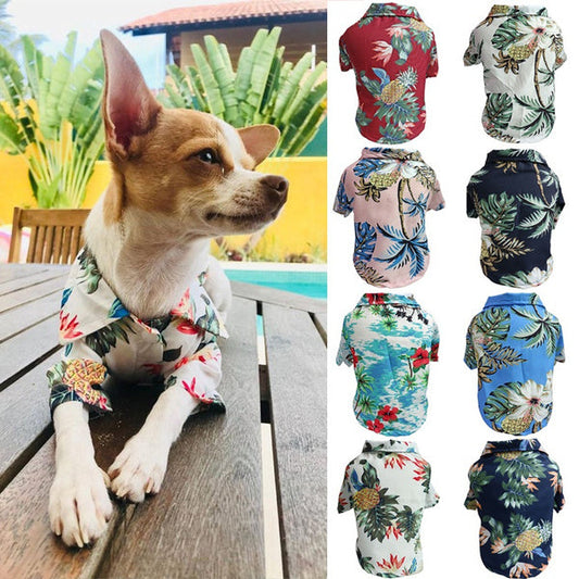 HKM-7404989 Dog Summer Thin Shirt, Breathable Chiffon Corgi Cat Apparel for Beach Parties