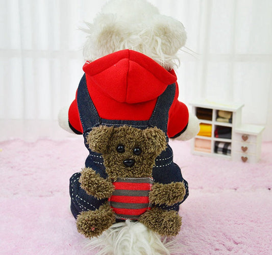HKM-7405245 Dog Hooded Padded Coat for Four-Legged Comfort - Cotton Fabric, Multiple Sizes Available