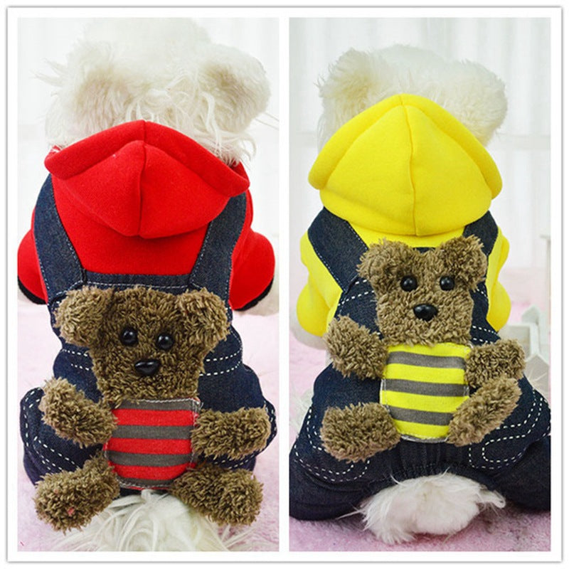 HKM-7405245 Dog Hooded Padded Coat for Four-Legged Comfort - Cotton Fabric, Multiple Sizes Available